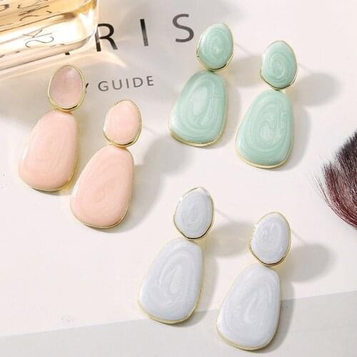 VKME Fashion Big Chain Dangle Earrings For Women Unusual Statement Black Drop Earings Exaggerate Geometric Earring 2021 Jewelry