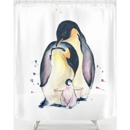 Penguin Shower Curtain Waterproof Bathroom Decorations Polyester Bathroom Shower Curtain