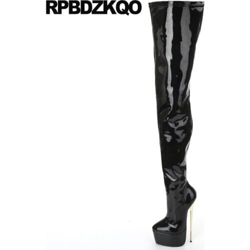 Big size thigh high boots for plus women luxury wide calf shoes stiletto heel crotch 12 44 over the knee pointed toe dance 13 45