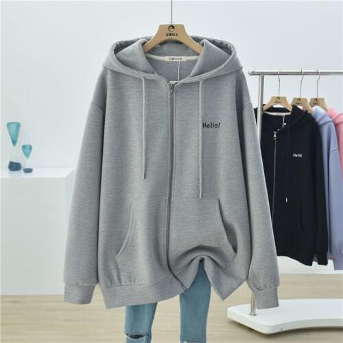 Plus Fat Plus Size Hooded Sweater Women 2021 Spring New Korean Version Loose All-match Cardigan Sports Jacket