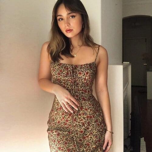 Y2k 2021 Summer Women Slim Floral Party Dress Elegant Backless Strap Above Knee Sexy Mini Femme Dresses Vestidos
