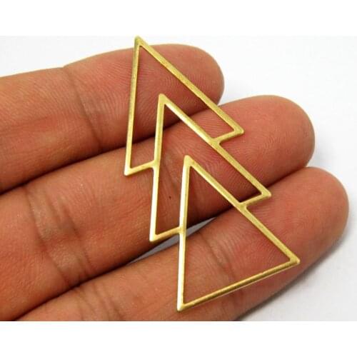 20pcs Brass pendant 46x21mm Geometric triangle Raw brass tree charms R527