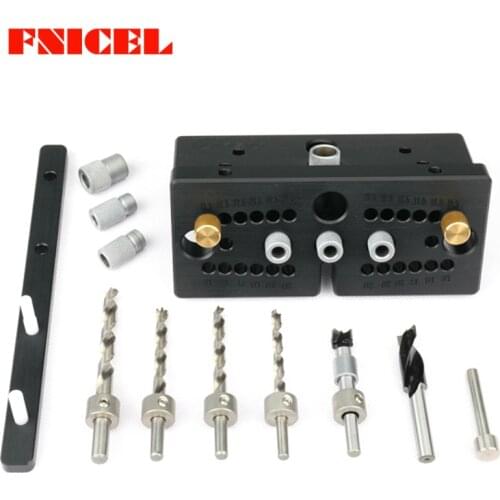 3 In 1 Woodworking Dowel Jig Set Drill Guide Dowelling Jig Master Kit Locator for 6/8/10mm Dowels Circular Tenon Hole Locator