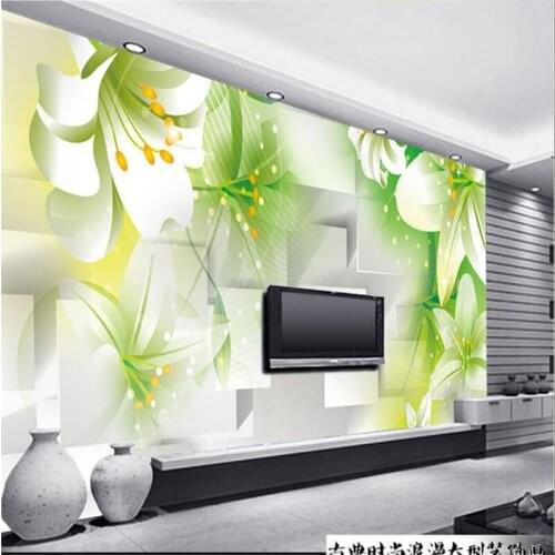 Beibehang 3d stereoscopic dream lily murals Europe TV backdrop wallpaper living room bedroom murals papel de parede wall paper