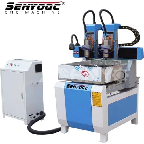 4 axis 2 heads multi head rotary cnc router 6090 for funiture legs sofa feet rifle people figure statue 3D relief cnc carving