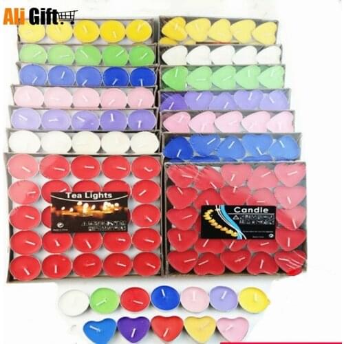 50 pieces Tea Lights Party Birthday Supplies Candle Courtship Wedding Birthday Scented Candle Valentines Day Gift Home Decor