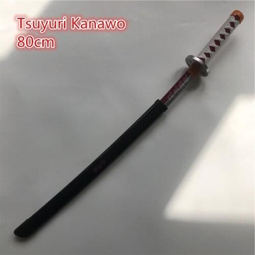 80cm Kimetsu no Yaiba Sword Weapon Demon Slayer Tsuyuri Kanawo Cosplay Sword 1:1 Anime Ninja Knife wood toy