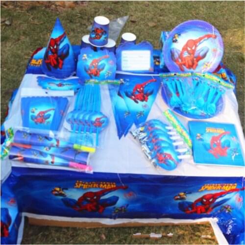 82pc Spiderman Superhero Kids Birthday Party Supplies Tablecloth Banner Cup Plate napkin Event Decoration Boys Kids Party Favors