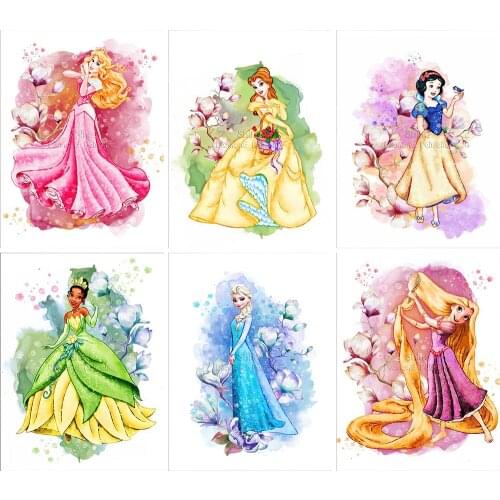 Diamond Painting Full Square Round Disney Princess Cartoon 5D DIY Girl Gift Embroidery Cross Stitch Mosaic Kit Home Decoration