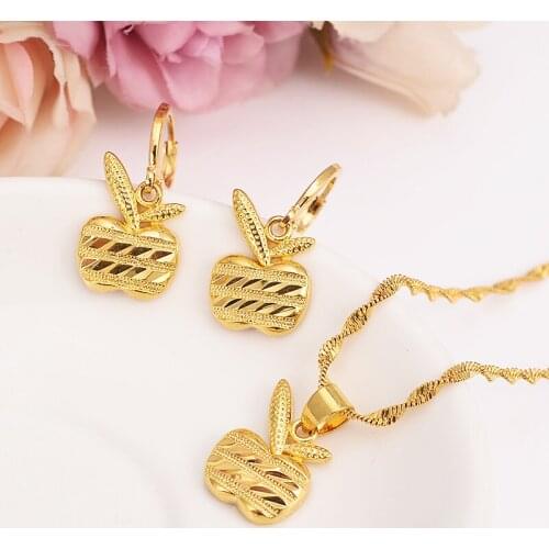 Bangrui New Christmas gold apple Women Bridal Jewelry Set pendant Earrings African girls women kids Wedding Jewelry gift