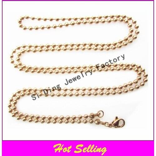 Free shipping 30 inches stainless steel ball rose gold floating locket chains necklace chain glass locket chain