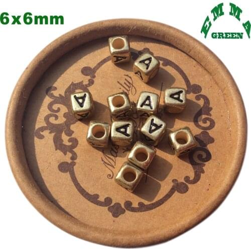 Letter Beads for Kids Gold Beads 6mm 2600pcs Acrylic Beads Cube Beads for Women Jewelry Making Alphabet Beads Loose Bead for Diy