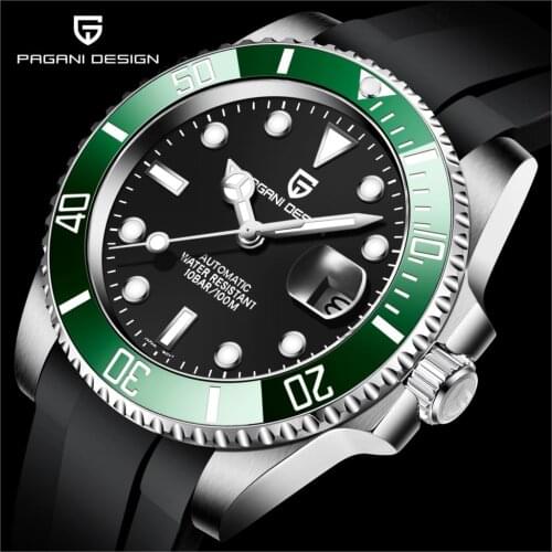 Pagani Design Mens 40mm Automatic Mechanical Watch Stainless Steel 100M Waterproof Watch Luxury NH35A Clock Relogio Maasculino