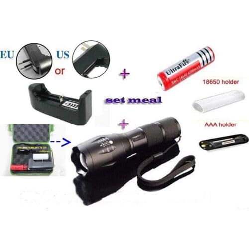 CREE XML T6 3800 Lumens High Power CREE LED Torches Zoomable CREE LED Flashlights Torch Light Battery Charger with RETAIL BOX