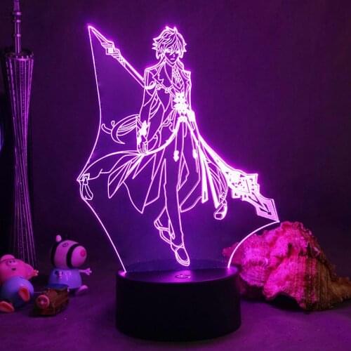 Genshin Impact Night Light 3D Illusion Game Table Lamp for Bedroom Decor Anime Atmosphere Bedside Night Lamps Kids Birthday Gift