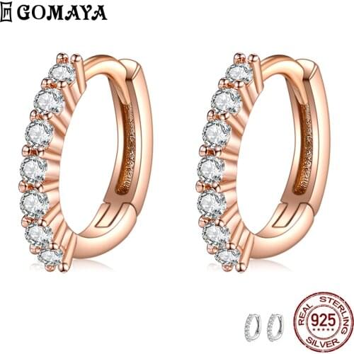 GOMAYA 100% 925 Sterling Silver Dazzling Clear Cubic Zirconia Round Hoop Earrings For Women Anniversary Fine Jewelry Hot Sale
