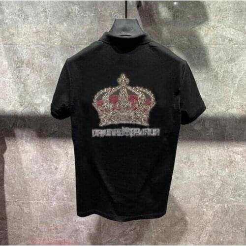 Hot drill new designer Men Rhinestones Plus Size M-4XL 2021 Men Polo Shirt New Short Sleeve polo