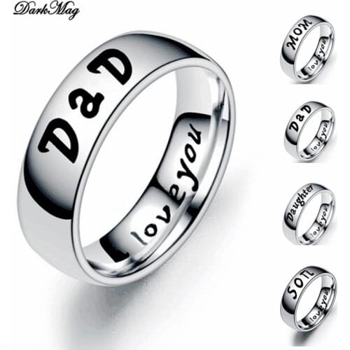 DarkMag New Arrive Stainless Steel DAD Mom Ring Engraved Love You Dad Men Ring Jewelry Best Gift For Father Fathers Day Present