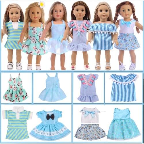 Doll Clothes Blue Long Skirt,Bow Dress Panties Fit 18 Inch American & 43CM Reborn Baby Items,Girls Toys,Birthday Gift Cheap