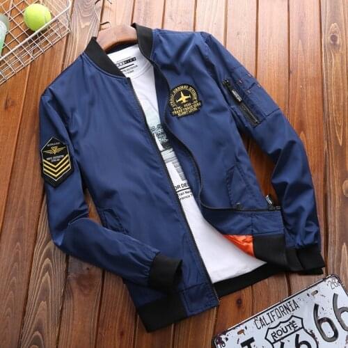 Men Jacket Baseball Windbreaker Military Slim Fit Tops Air Force Bomber Coats Zipper Solid Casual Streetwear Drop Shipping
