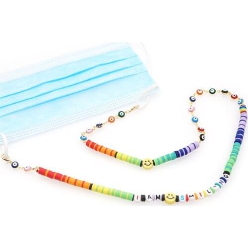2021 Summer New Multi-functional Mask Chain Gold Chain Eye Rope Non-slip Glasses Chain Colorful Clay Smiling Face Necklace