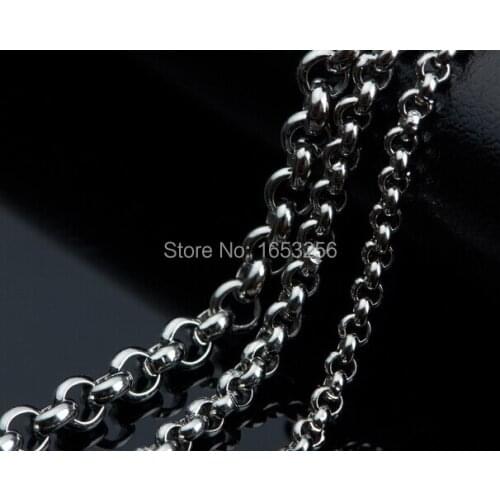 Lot of 5 meters in bulk 6mm Stainless Steel Round ROLO Link Chain Jewelry Finding /Marking Chain DIY Shiny