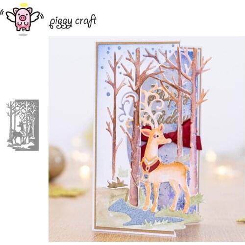 Piggy Craft metal cutting dies cut die mold Reindeer forest frame Scrapbook paper craft knife mould blade punch stencils dies