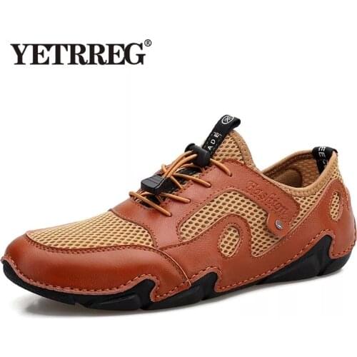 Fashion Men Flats Shoes Summer Breathable Mesh Mens Casual Shoes Lightweight Casual Shoes Comfortable Driving Shoes Sneakers