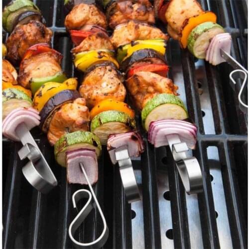 Stainless Steel Kabob Flat Skewer Premium Skewers set for Grill and BBQ Meat Metal Fork Barbecue Tool 6pcs 12.5inch 35cm