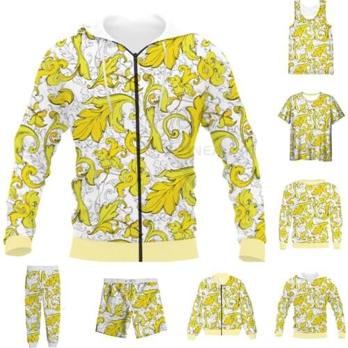 New Funny 3D Full Print Gold Zigzag Greek T-shirt/Sweatshirt/Zip Hoodies/Thin Jacket/Pants Four Seasons Casual Suit V62