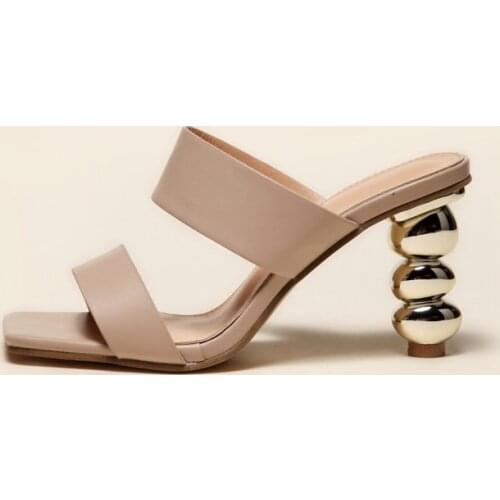 New High Heels Sandals Women 2021 Luxury Brand Summer Sexy Square Head Fashion Gourd Stiletto Slippers Woman Shoes Free Shipping