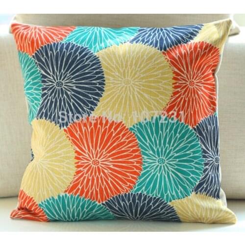 New Arrive Cotton Linen Cushion Cover Pillow Case Colorful Daizy Floral Vintage Home Decor 45cm*45cm 1pc