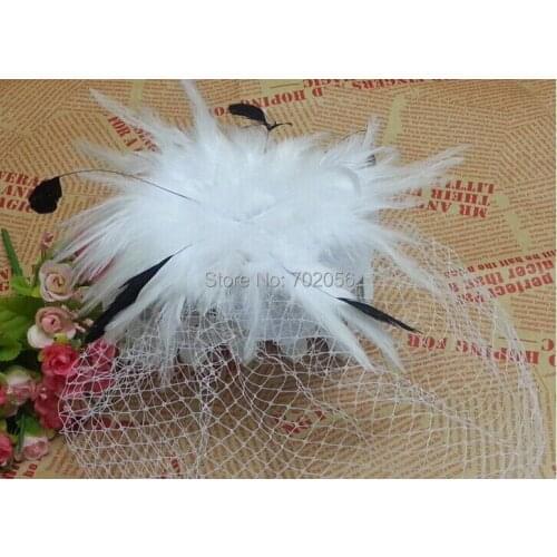 NEW ARRIVAL handmade feather Bridal Accessories HAIR MESH HAT Veil FLOWER WEDDING PARTY Fascinator #3607