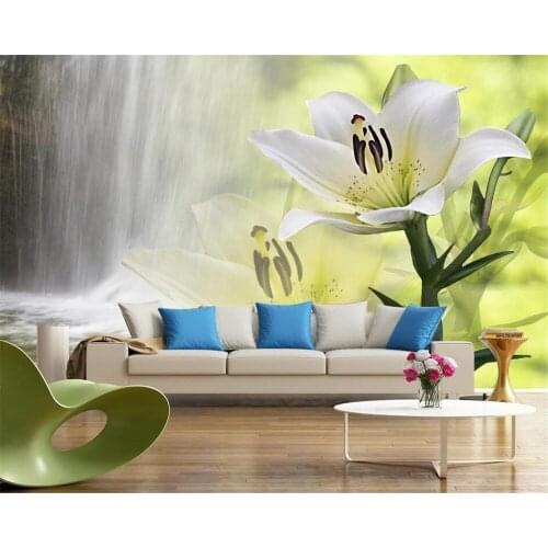 Beibehang Custom wallpaper fantasy Lily TV background wall decoration painting living room bedroom background mural 3d wallpaper