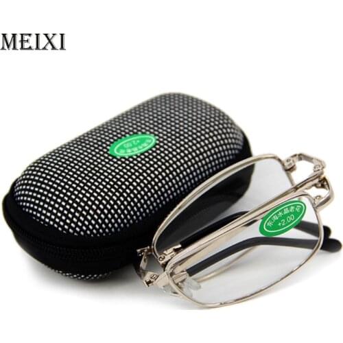 Hot Foldable Clear Men Women Reading Glasses Grid Case with Belt Clip Presbyopic +1.0+1.5+2.0+2.5+3.0+3.5 +4.0