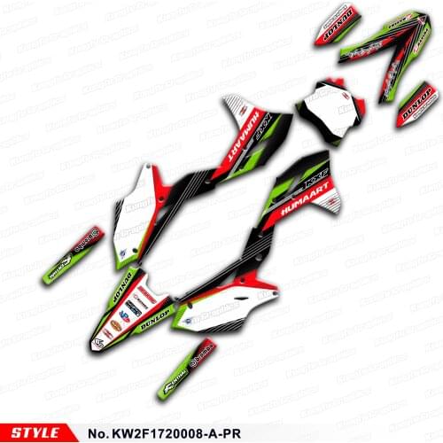 Aftermarket Personalized Motocross Stickers MX Graphics Decals for KX250F KXF 250 2017 2018 2019 2020, Style No.KW2F1720008-A-PR
