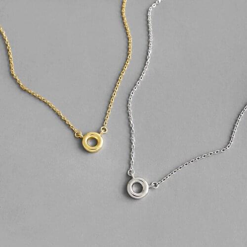 Real 925 sterling silver mini circle pendants necklaces for women, minimalist gold color choker necklace neck chain jewelry