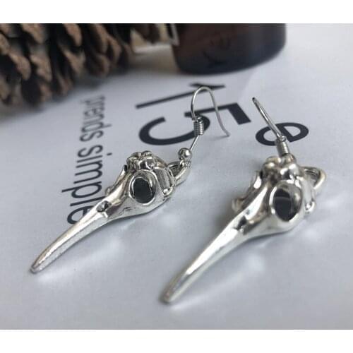 Bird Skull Earrings, Gothic Jewelry, Gifts for Her, for Him, Goth Earrings, Punk Earrings, Bird Earrings