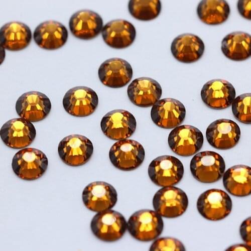 SS3-SS34 brown high quality crystal plane/not hot fix rhinestones clothing affixed drill mobile phone decoration making beads
