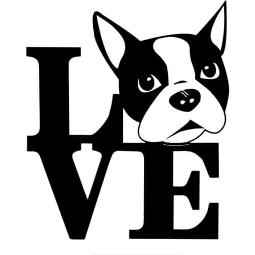 SZWL Love Boston Terrier Dog Car Sticker Auto Windscreen Vinyl Decals Automobile Motorcycles Waterproof Accessories,15cm*13cm