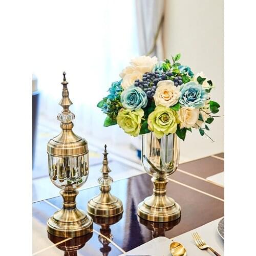 TT European Entry Lux Vase Decoration Living Room Entrance Bouquet Dining Table American TV Cabinet Dried Floral Home