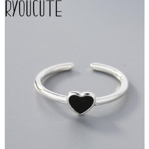 Vintage Punk Black Heart Rings for Women Men Fashion Retro Antique Finger Ring Fashion Party Jewelry 2020 NEW