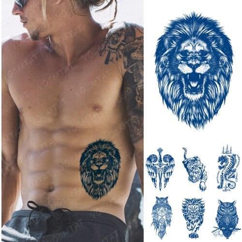 Juice Lasting Ink Tattoos Body Art Waterproof Temporary Tattoo Sticker Lion Dragon Totem Tatoo Arm Fake Tiger Sword Wing Tatto