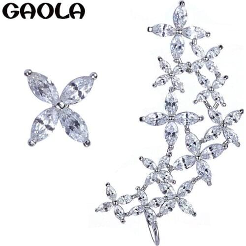 Hot New Fashion Earrings 2015 Summer Style Crystal Stud Earring AAA Cubic Zirconia White Gold Stud Earrings for Women G4744