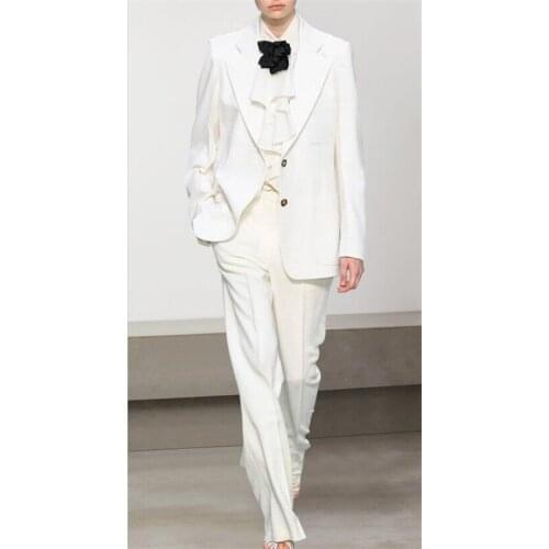 2020 New Arrival White Women Pantsuits Work Pant Suits OL 2 Piece Sets Women Blazer Jacket & Pant Suit For Women Set