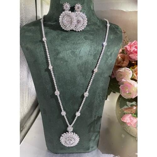 Jankelly luxury 2pcs Bridal Zirconia Jewelry Sets For Women Party, Luxury Dubai Nigeria CZ Crystal Wedding Jewelry Sets