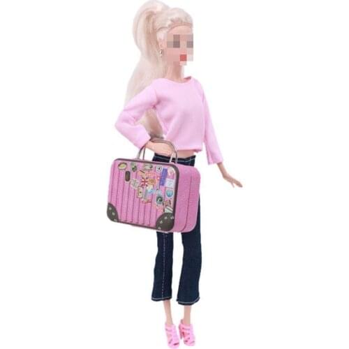 1/6 Baby Doll Hand Bag Dollhouse Simulation Luggage Case Trolley Toy Suitcase Mini Model H2I8