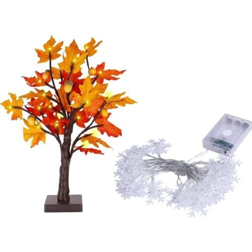 1 Pcs 20 LED Snowflake String Light & 1 Pcs Thanksgiving Table Decoration Lights