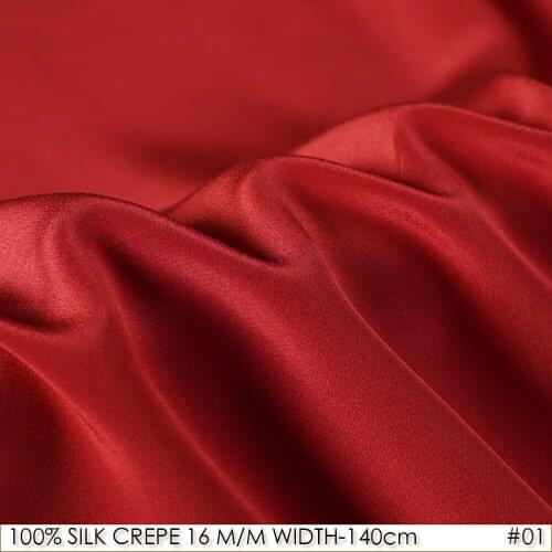 100% SILK CREPE DE CHINE 140cm width 16momme Natural Silk Fabrics For Patchwork China Red NO 01
