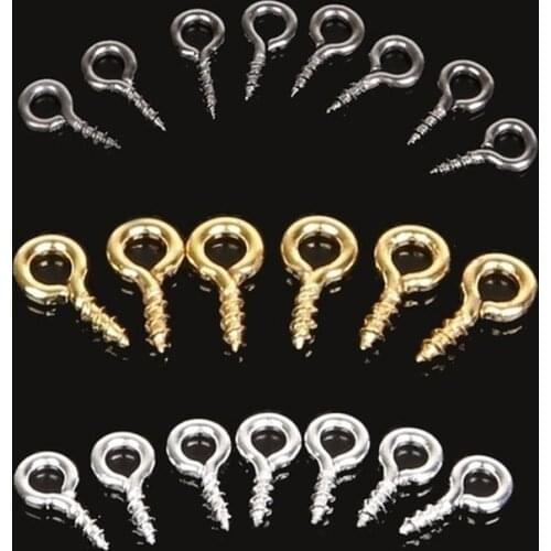 100PCS Small Tiny Mini Eye Pins Eyelet Connector Screw Loops for Pendants of 8MM x 4 MM Metal Eyepins Hooks Eyelets Screw